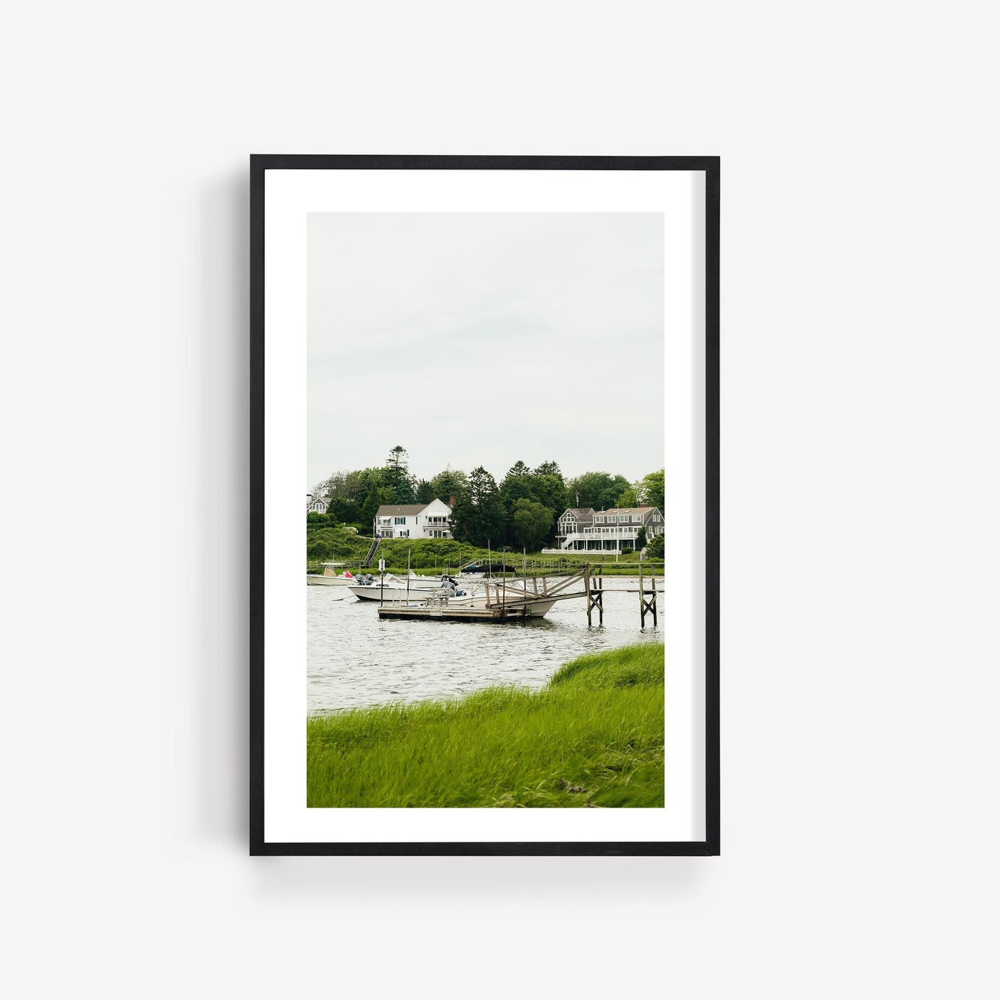 Cape Cod Massachusetts Coastal Photography Print, Chatham Boat Wall Art, New England Summer Scenic Print, Calm Coastal House, Harbor Dock