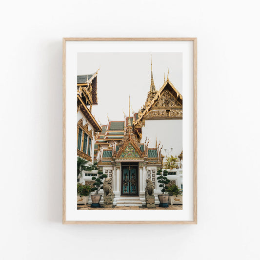 Framed Grand Palace V photo shows a detailed temple with ornate spires and colorful decorations on a white background.