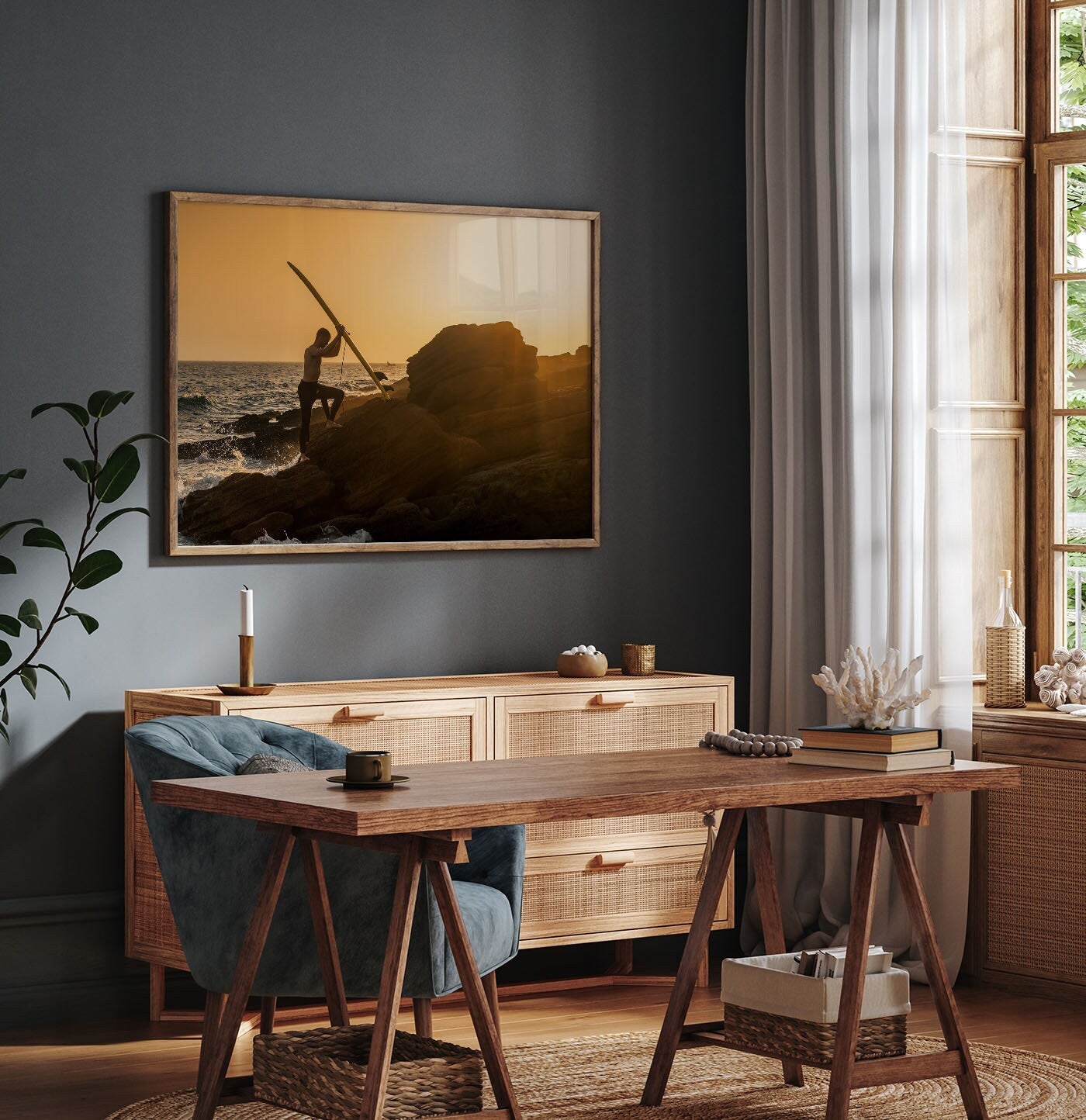 Sunset Surfer Ocean, Beach, and Surf - Annie Ambience