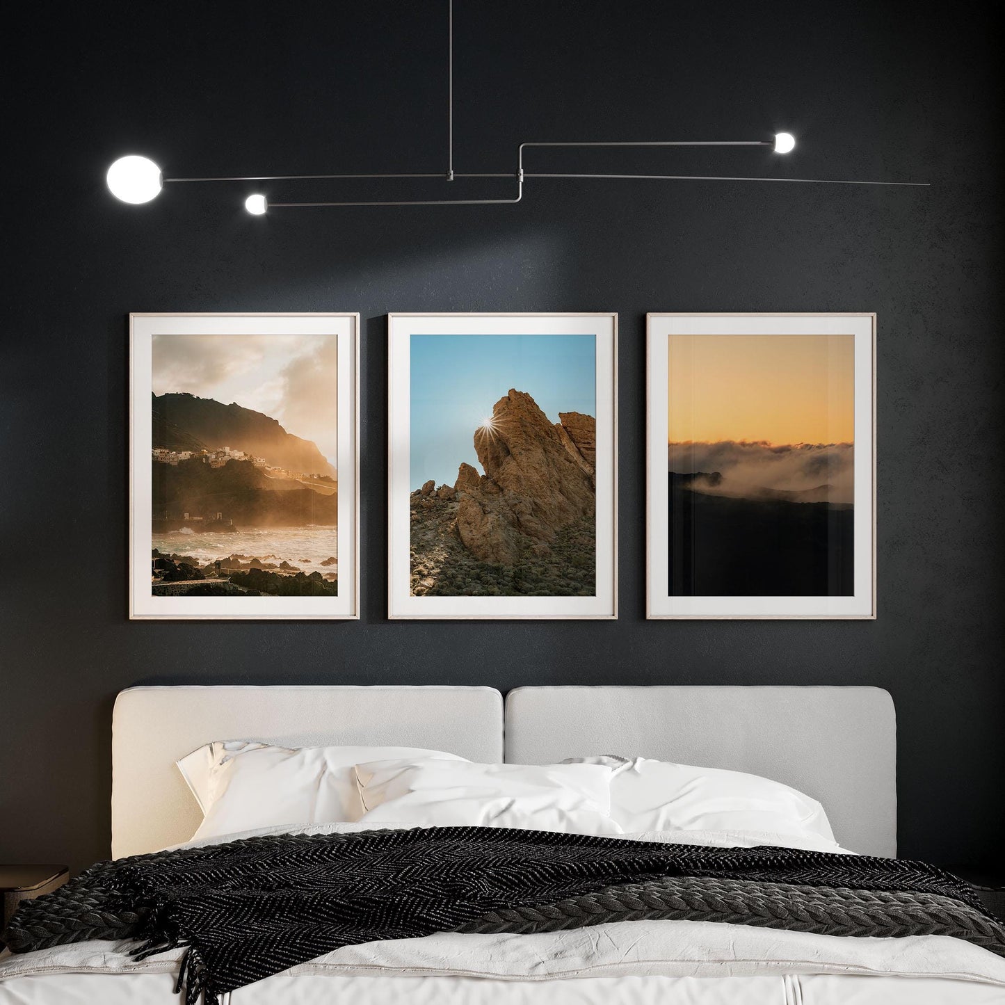 Vibrant Set of 3 Tenerife Landscape Prints, 3 Pieces Minimalist Nature Fine Art Photography, Coastal Cliffs, Mount Teide, Sunset Photography