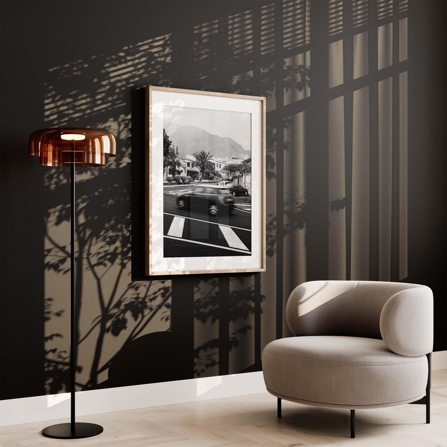 Black and White Long Exposure Motion Blur Car Photography, Tenerife Spain Europe Speeding Car Photo, Original Fine Art Travel Photography