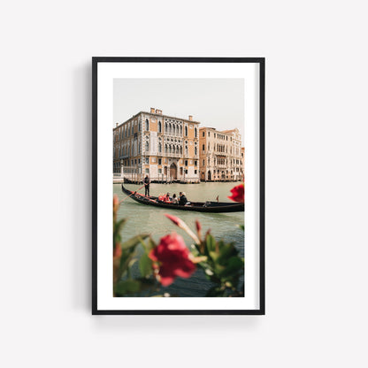 Set of 3: "Bright Day in Italy" featuring a gondola, red flowers, and historic Venice buildings.