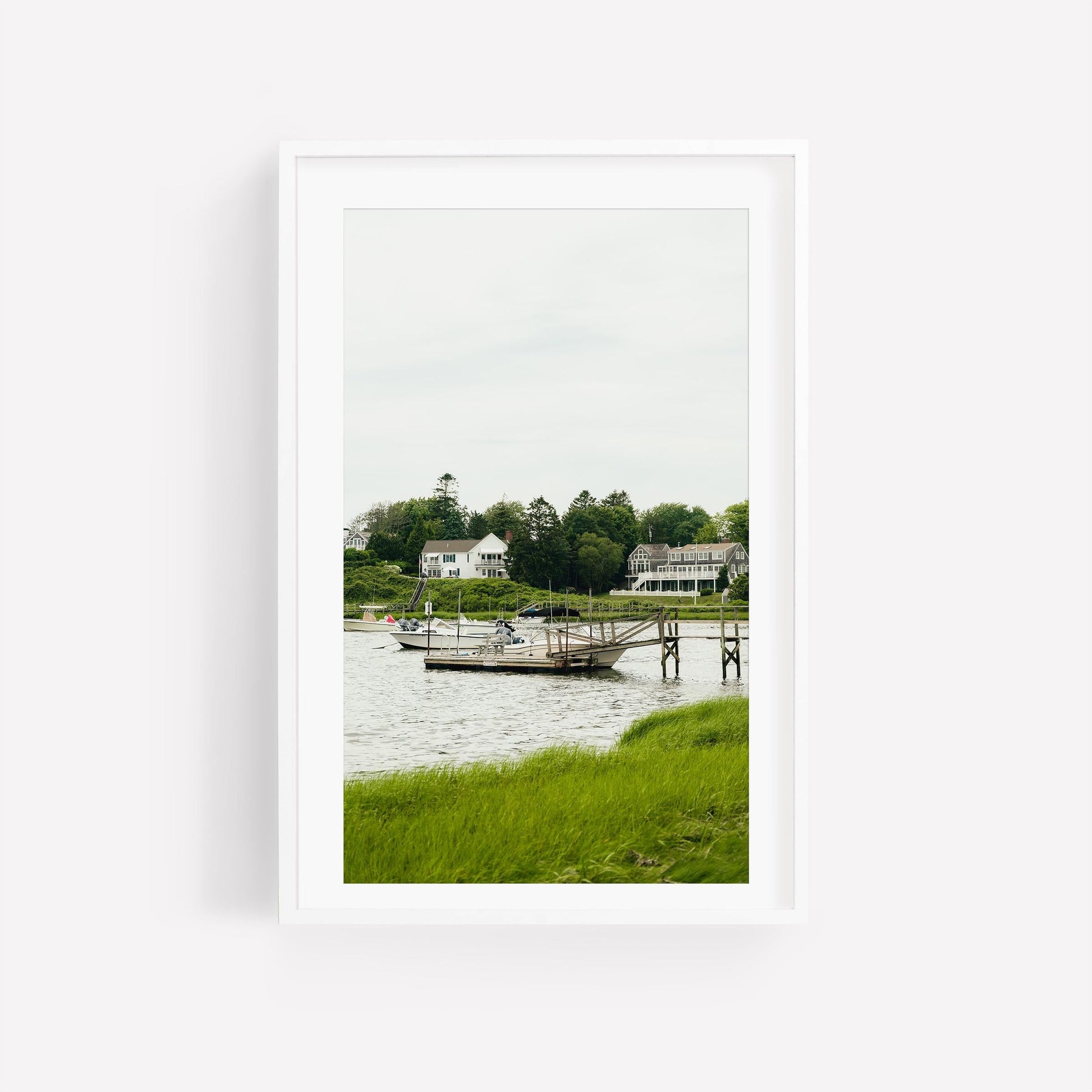 Cape Cod Massachusetts Coastal Photography Print, Chatham Boat Wall Art, New England Summer Scenic Print, Calm Coastal House, Harbor Dock