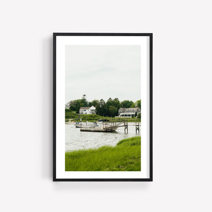 Cape Cod Massachusetts Coastal Photography Print, Chatham Boat Wall Art, New England Summer Scenic Print, Calm Coastal House, Harbor Dock