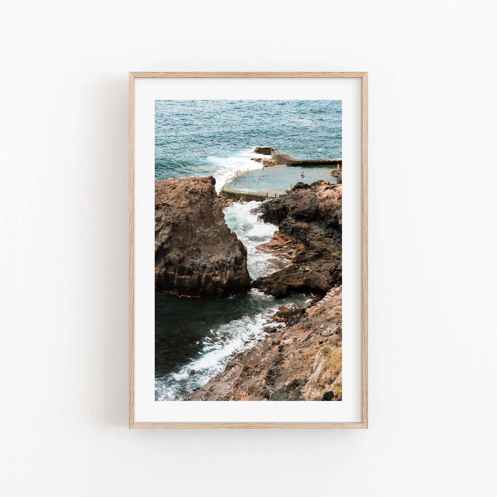 Natural Swimming Pool in Tenerife Spain, Los Gigantes Coastal Cliff Print, Canary Islands Photography, Summer Home Ocean Wall Art
