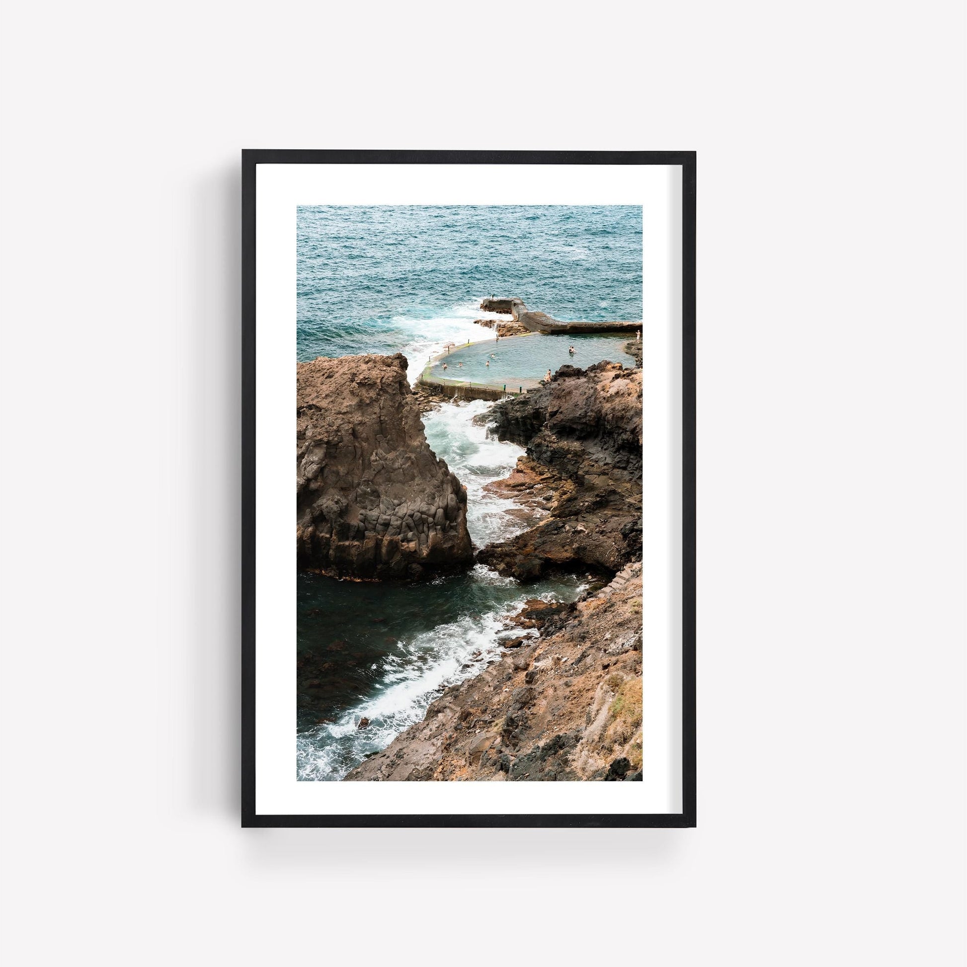Natural Swimming Pool in Tenerife Spain, Los Gigantes Coastal Cliff Print, Canary Islands Photography, Summer Home Ocean Wall Art