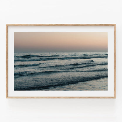Ocean Fine Art Photography Print - Sunset Beach Photography, Beach Ocean Waves, Large Coastal Photography Framed, Waves Sunset Landscape