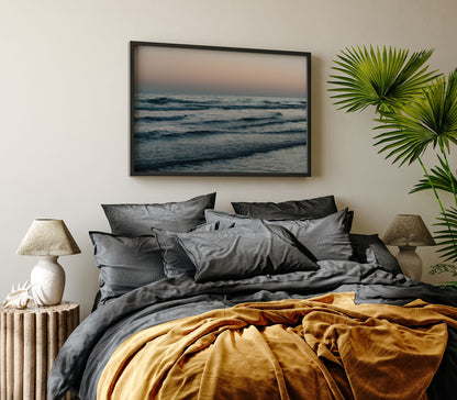 Ocean Fine Art Photography Print - Sunset Beach Photography, Beach Ocean Waves, Large Coastal Photography Framed, Waves Sunset Landscape