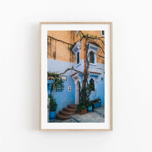 Chefchaouen Morocco Fine Art Photography - Morocco Blue City Print, Framed Moroccan Wall Art, Chefchaouen Street, Morocco Streets Blue