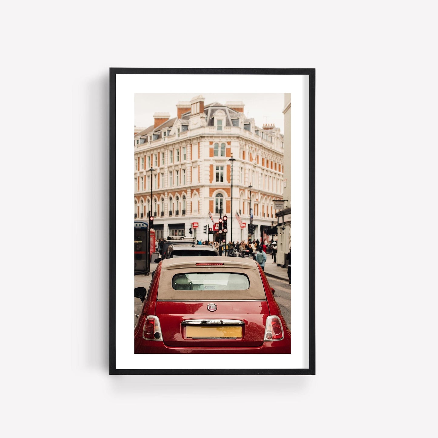 Red Fiat Car Photography - Fine Art Photography Print, London Car Print, Framed London Photography, Fiat 500, England Print, UK Photography