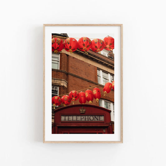 London Chinatown Fine Art Photography - UK Chinatown, London Print Framed, Red Phone Booth Art, Chinatown Poster, Large London Photography