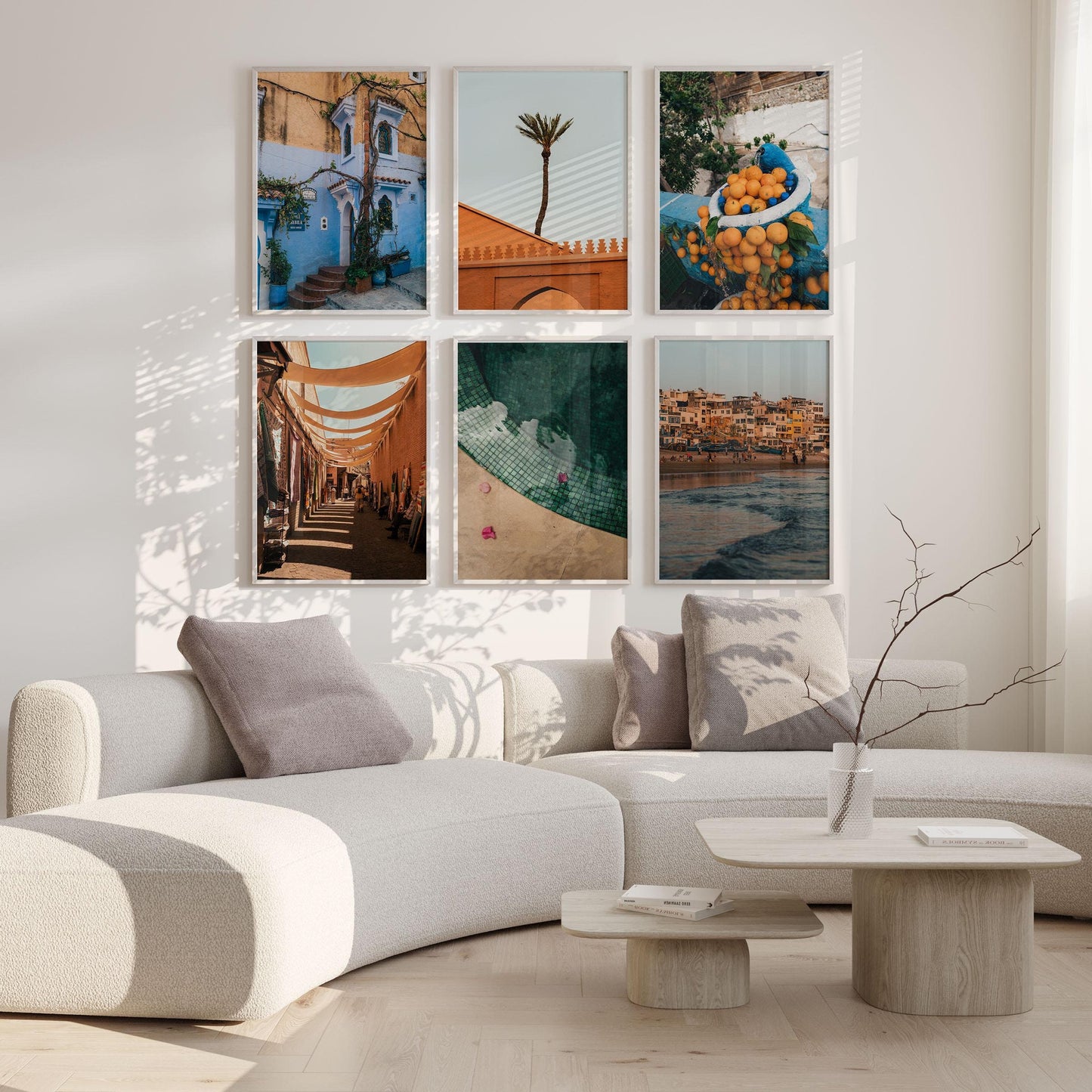 Morocco Set of 6 Fine Art Photography - Marrakesh Prints, Taghazout, Blue City Poster, Chefchaouen Print, Framed Photography Prints