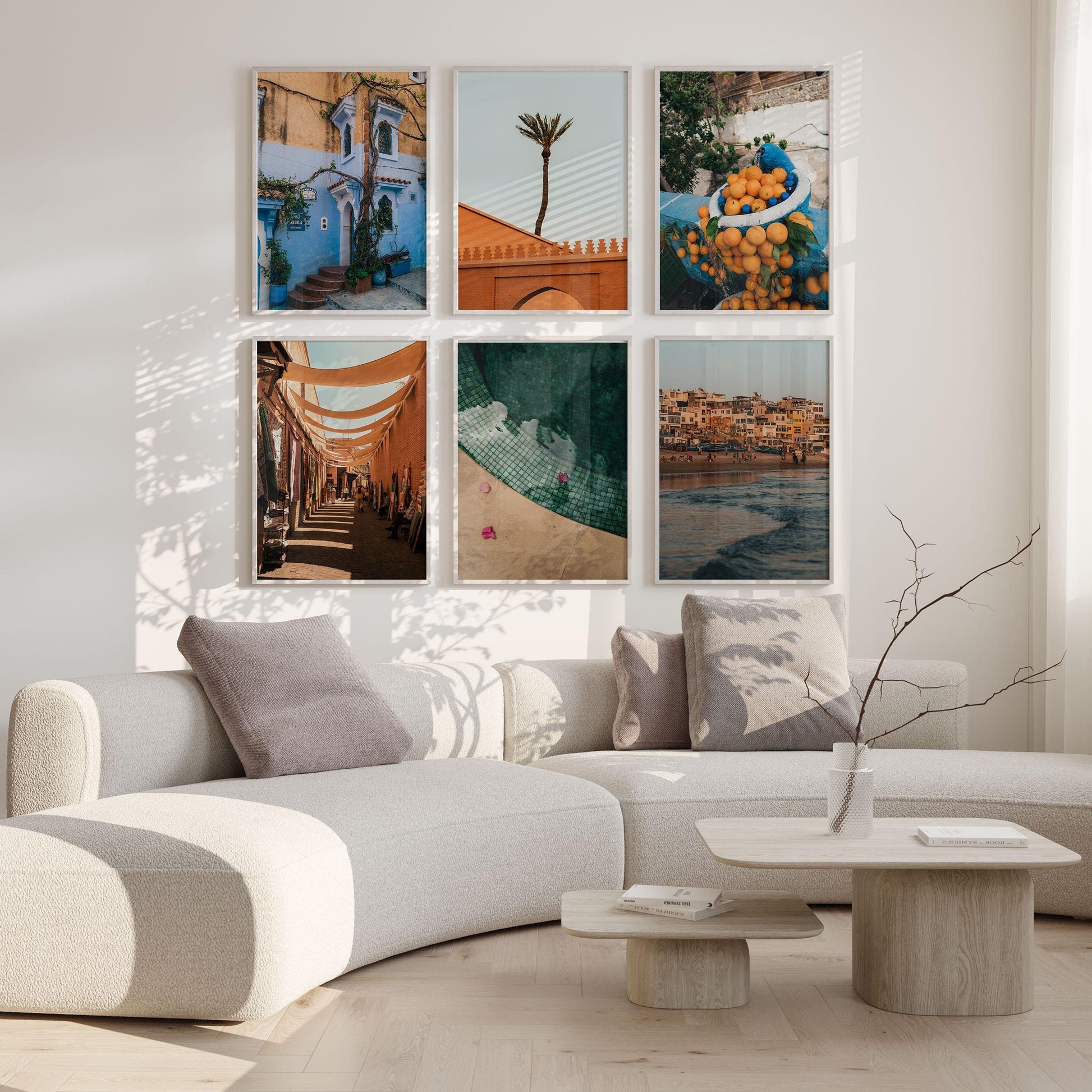 Morocco Set of 6 Fine Art Photography - Marrakesh Prints, Taghazout, Blue City Poster, Chefchaouen Print, Framed Photography Prints