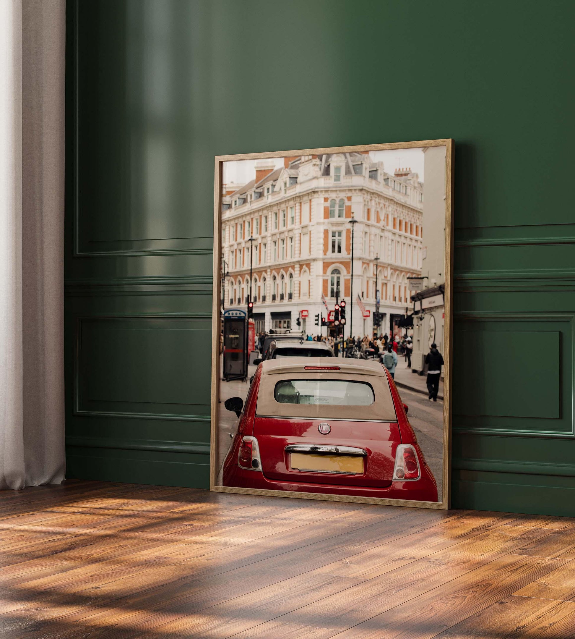 Red Fiat Car Photography - Fine Art Photography Print, London Car Print, Framed London Photography, Fiat 500, England Print, UK Photography