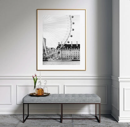 The London Eye Black and White Print - Fine Art Photography, London Eye Poster, London Ferris Wheel, London City Art, Framed UK Photography