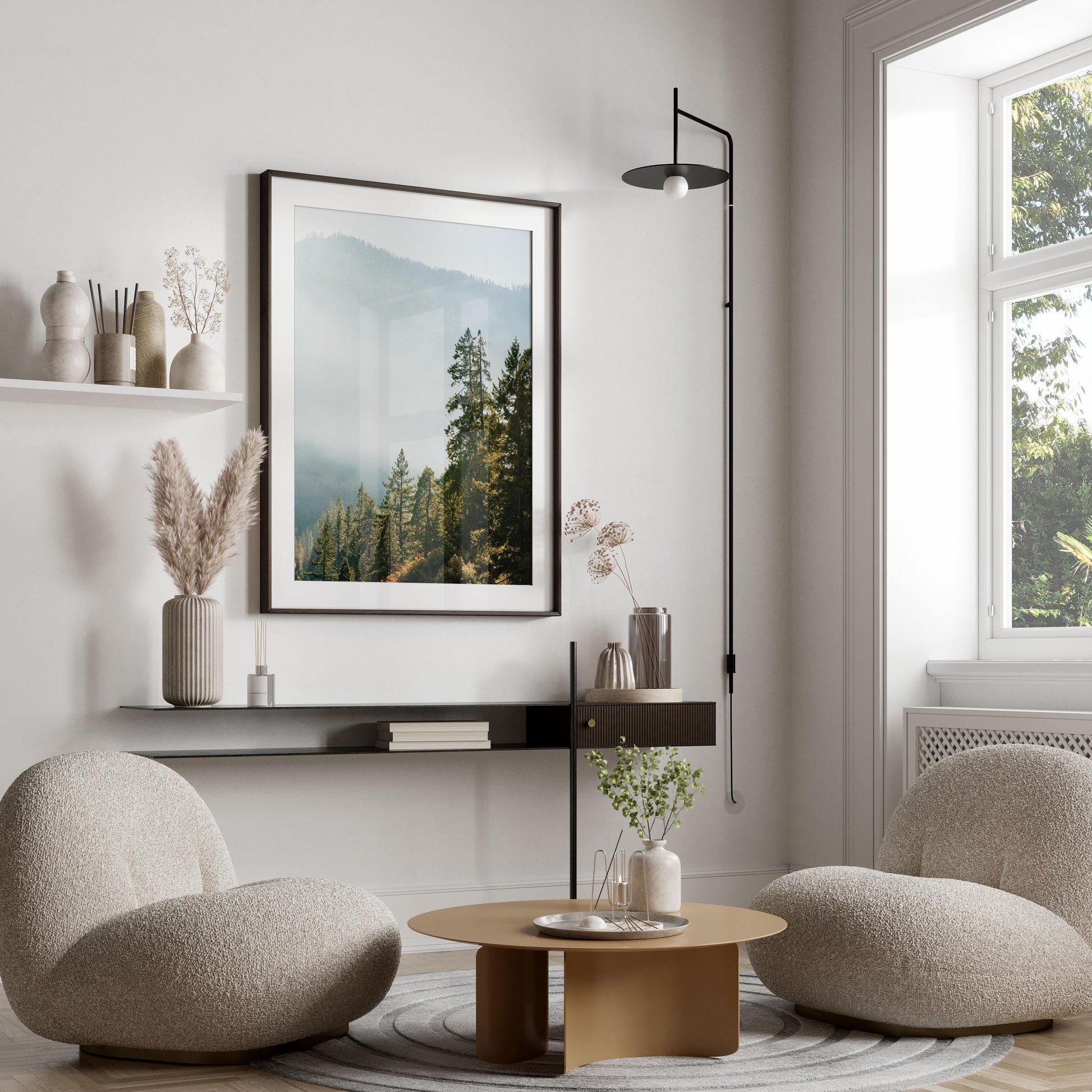 Yosemite Misty Forest Mountain Photography, Hazy Fog Landscape Print, Framed or Unframed Wall Art, Calming California National Park Photo