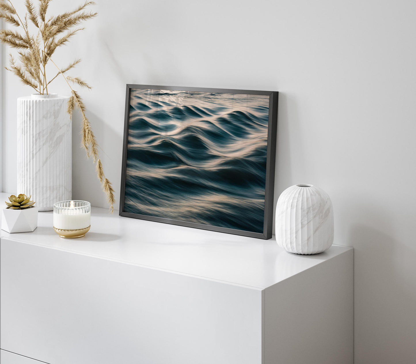 Abstract Teal Water Ripple Close-Up, Ocean Fine Art Photography for Luxury Coastal Wall Decor, Large Framed Slow Motion Wave Print