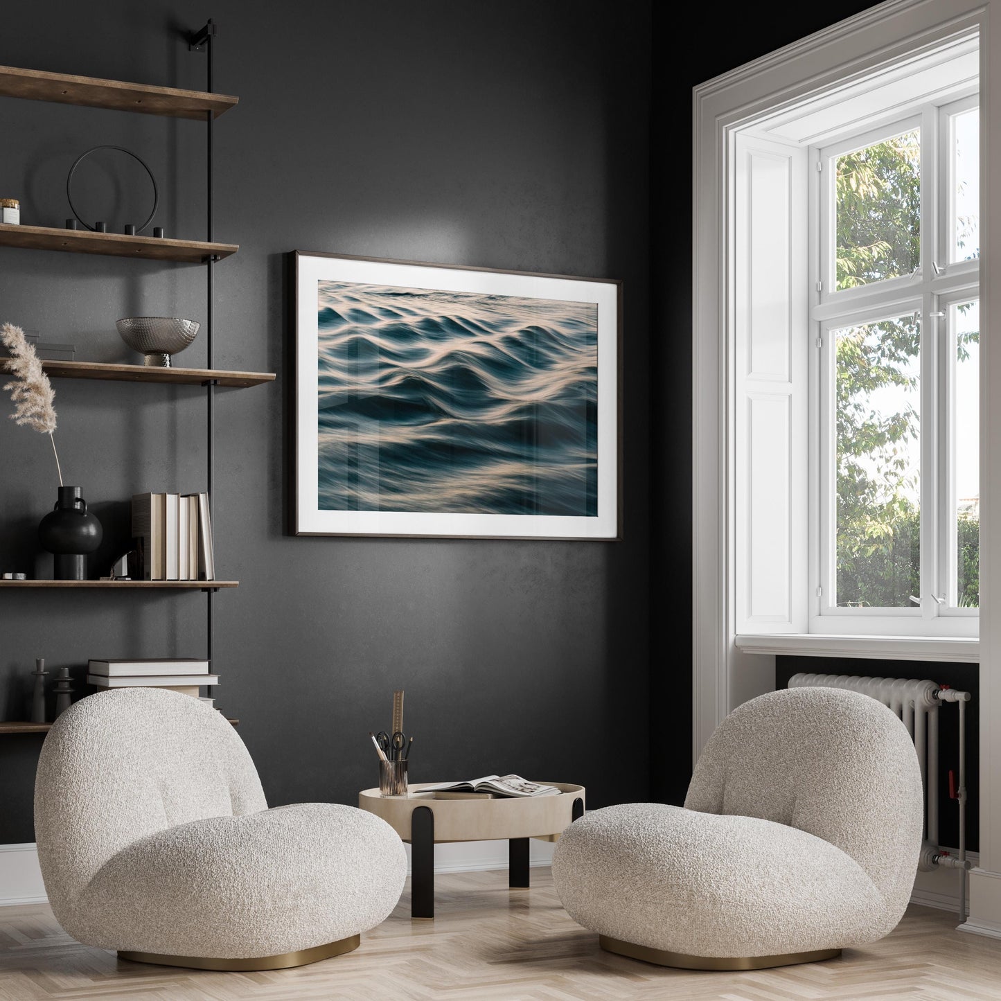 Abstract Teal Water Ripple Close-Up, Ocean Fine Art Photography for Luxury Coastal Wall Decor, Large Framed Slow Motion Wave Print