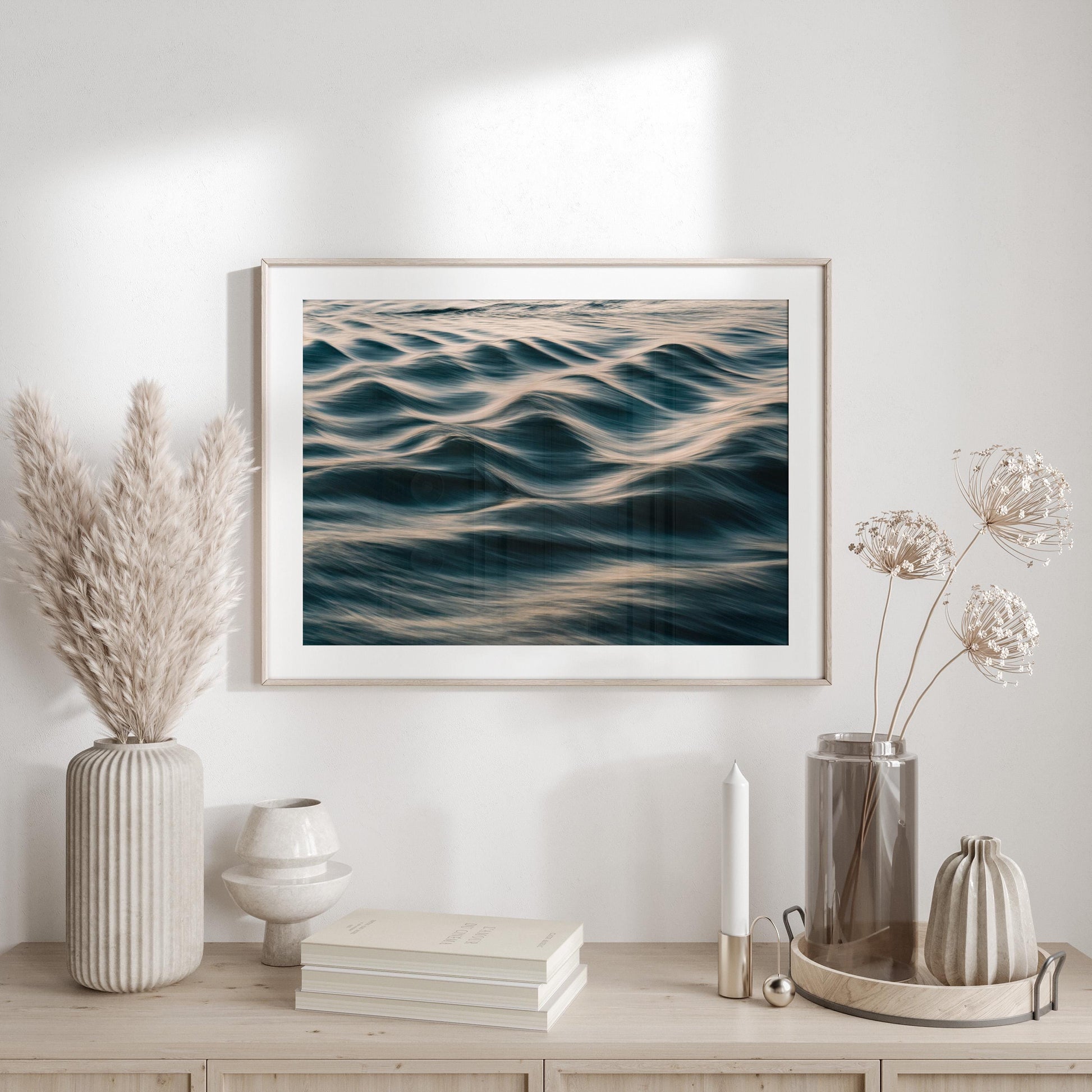 Abstract Teal Water Ripple Close-Up, Ocean Fine Art Photography for Luxury Coastal Wall Decor, Large Framed Slow Motion Wave Print