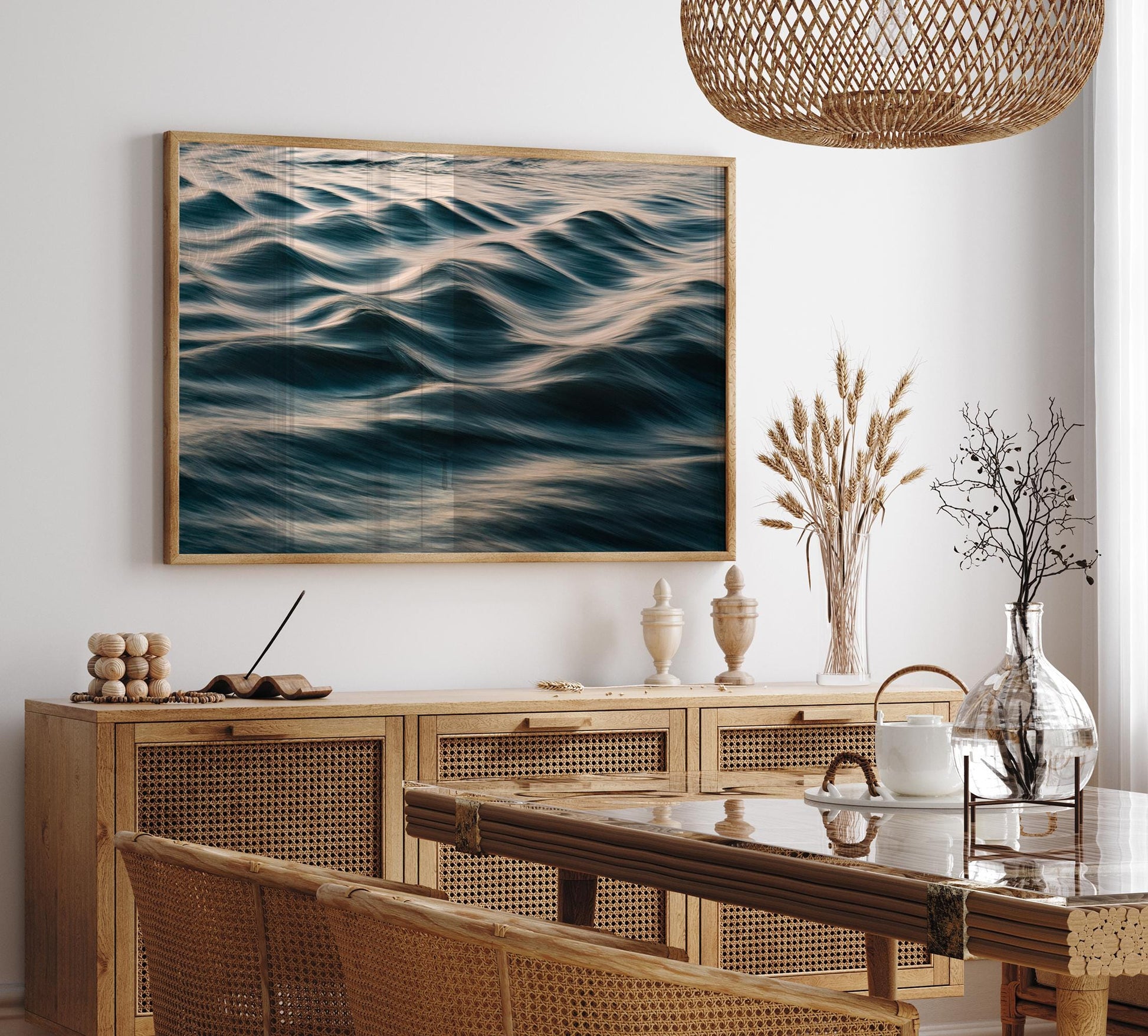 Abstract Teal Water Ripple Close-Up, Ocean Fine Art Photography for Luxury Coastal Wall Decor, Large Framed Slow Motion Wave Print