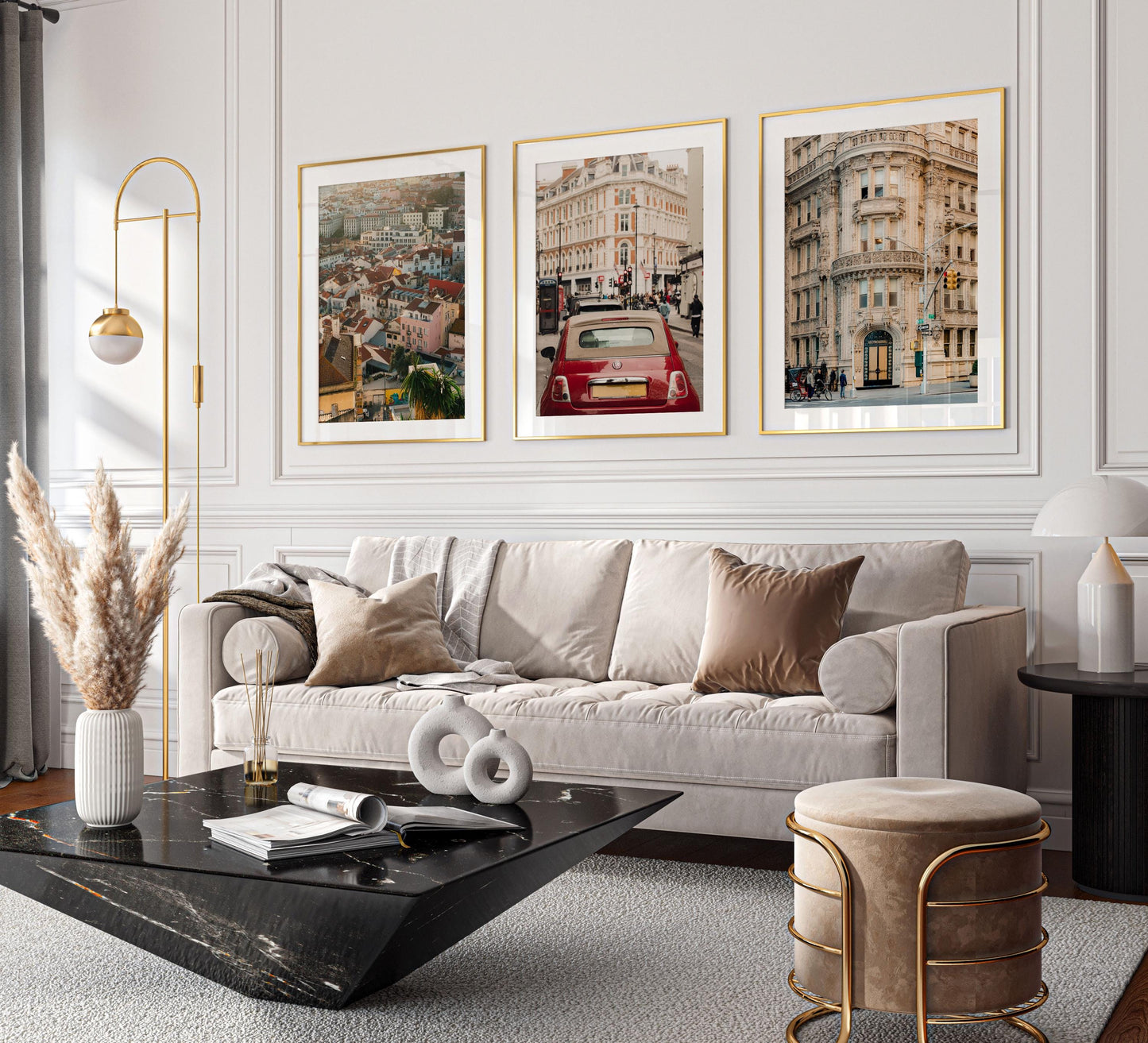 Set of 3 City Travel Fine Art Photography Prints, New York London and Lisbon Matching Posters, Framed or Unframed Destination Wall Art