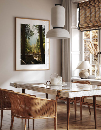 Yosemite National Park Photography Wall Art, Framed or Unframed, Warm California Forest Photo, Rustic Woodland Wooden Bridge Print