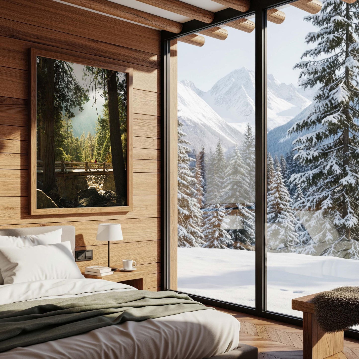 Yosemite National Park Photography Wall Art, Framed or Unframed, Warm California Forest Photo, Rustic Woodland Wooden Bridge Print