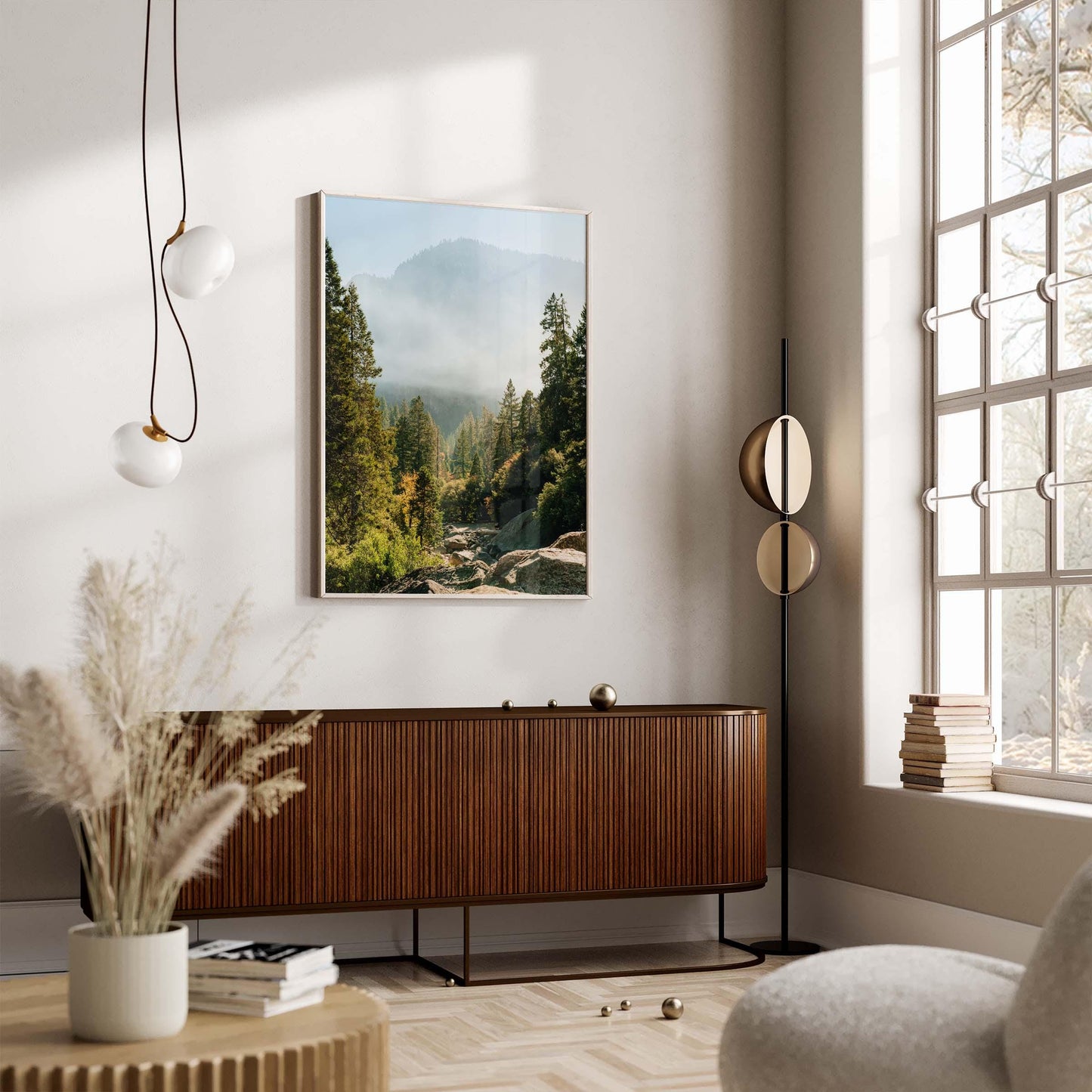 Yosemite Misty Forest Mountain Photography, Evergreen Fog Landscape, Framed or Unframed Wall Art, Calming California National Park Print