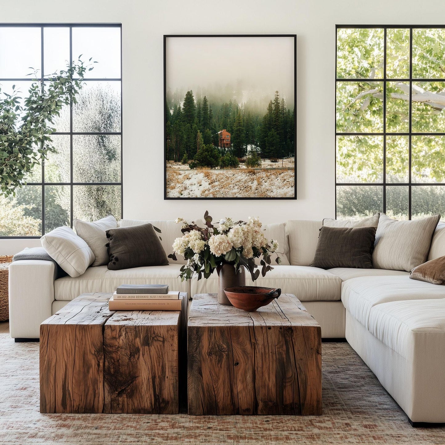 Misty Mountain Snow Winter Fine Art Photography Print, Evergreen Landscape Photo Wall Art, Calming California Nature Forest Fog