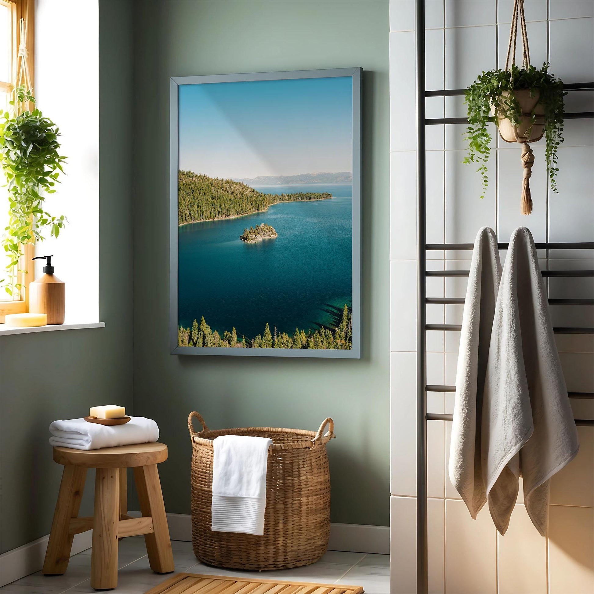 Emerald Bay Lake Tahoe Fine Art Photography Print, Teal Blue Fannette Island Photo Wall Art, California Scenic Mountain Lake