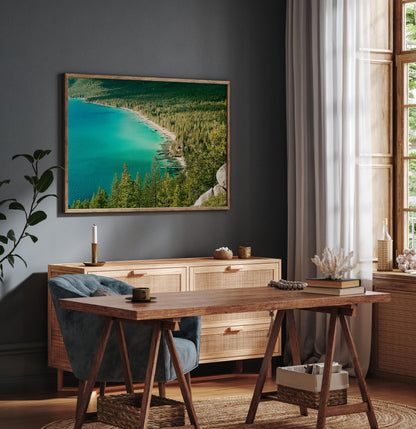 Lake Tahoe Photography Wall Art, Turquoise Blue Water, Scenic Mountain Lake, California Nature Landscape, Framed and Unframed