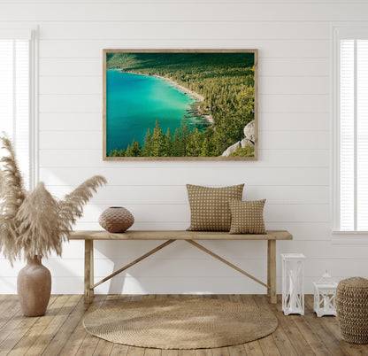 Lake Tahoe Photography Wall Art, Turquoise Blue Water, Scenic Mountain Lake, California Nature Landscape, Framed and Unframed