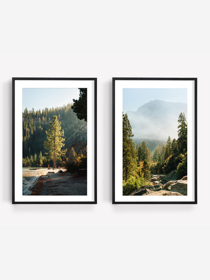 Set of 2 California Nature Fine Art Photography Prints, Lake Tahoe and Yosemite Tree Photo Wall Art, Framed and Unframed