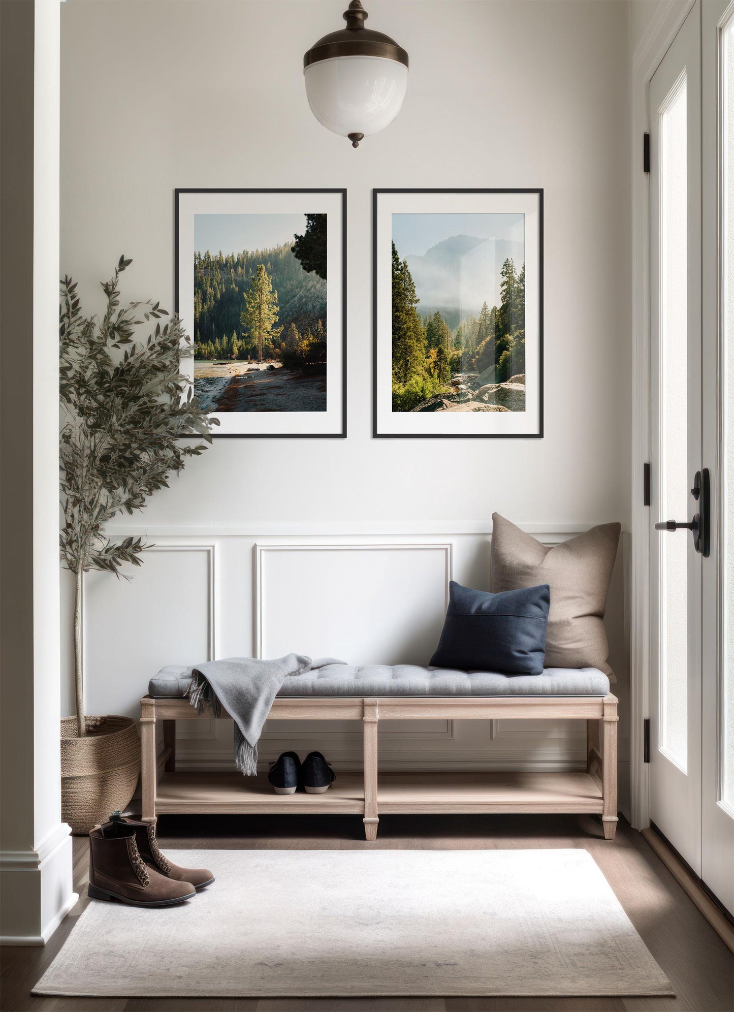 Set of 2 California Nature Fine Art Photography Prints, Lake Tahoe and Yosemite Tree Photo Wall Art, Framed and Unframed