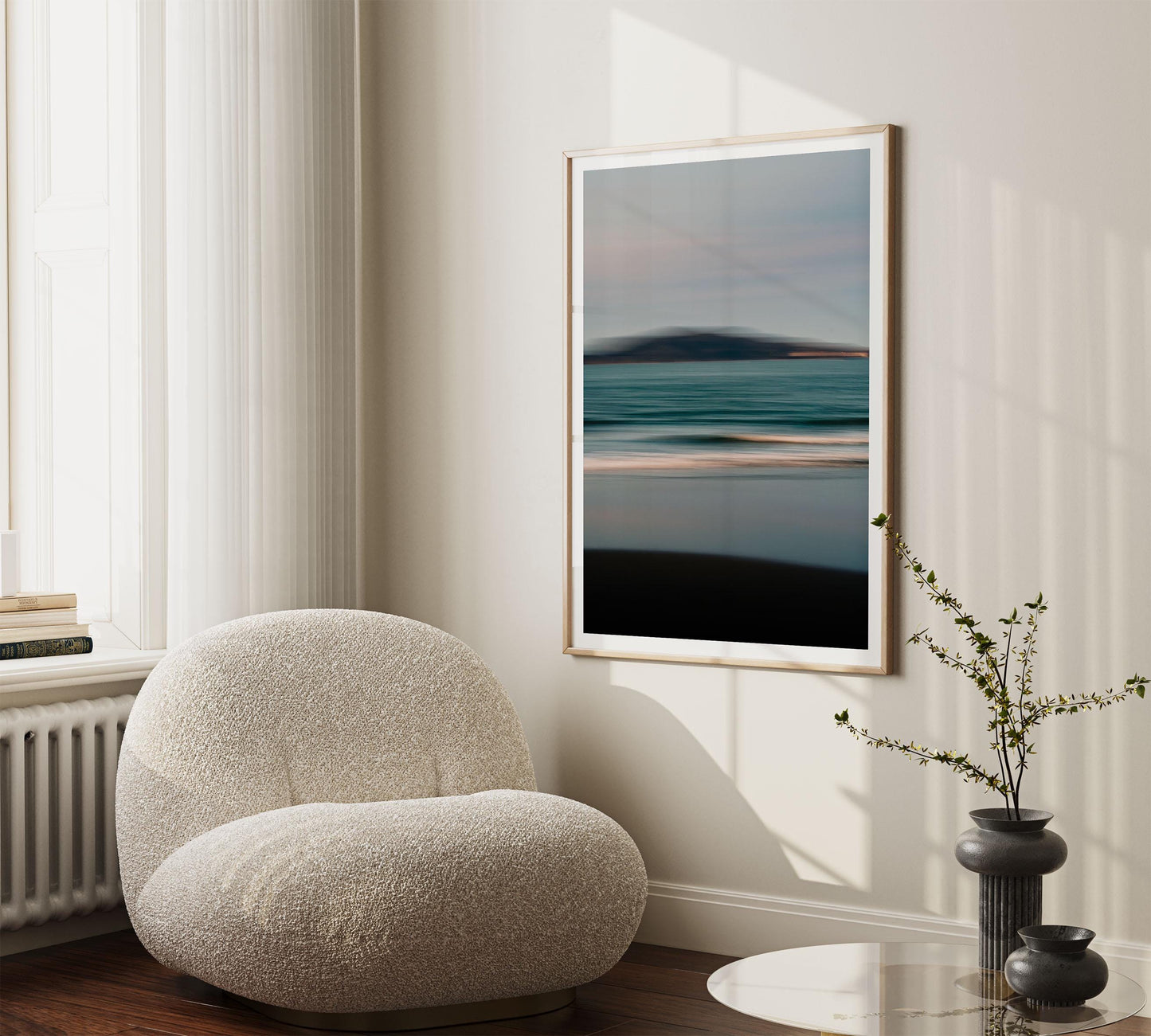 Abstract Motion Blur Coastal Photography Print, Calm Minimal Beach Wall Art, Dusk Ocean Movement