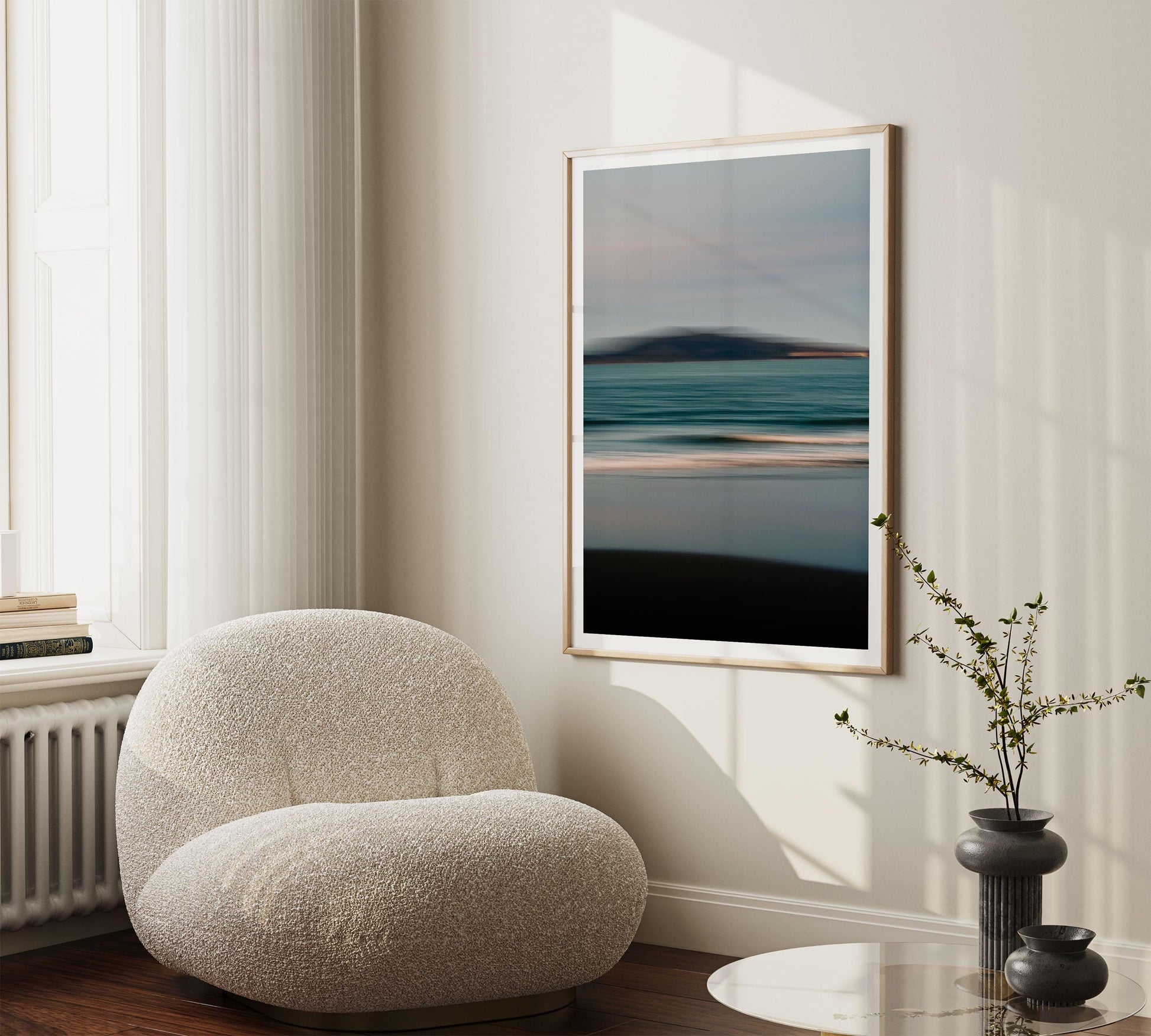 Abstract Motion Blur Coastal Photography Print, Calm Minimal Beach Wall Art, Dusk Ocean Movement