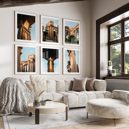 Set of 6 Palace of Fine Arts San Francisco Architecture Photography Prints, Neoclassical Roman-Inspired Wall Art, Corinthian Columns