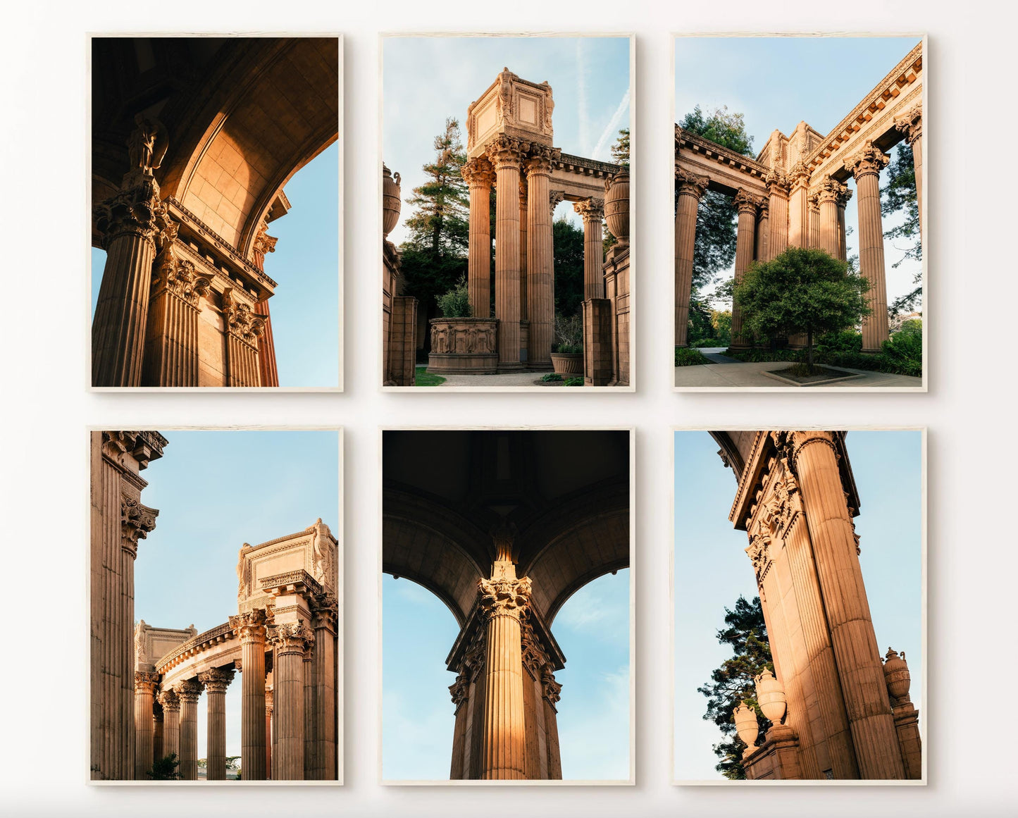 Set of 6 Palace of Fine Arts San Francisco Architecture Photography Prints, Neoclassical Roman-Inspired Wall Art, Corinthian Columns