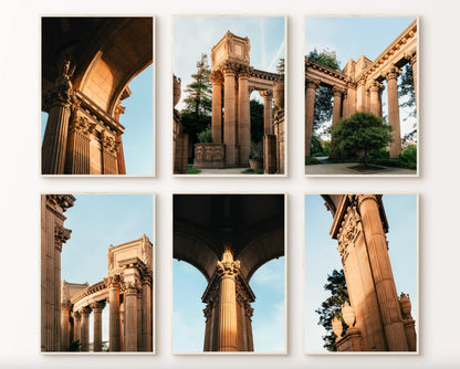Set of 6 Palace of Fine Arts San Francisco Architecture Photography Prints, Neoclassical Roman-Inspired Wall Art, Corinthian Columns