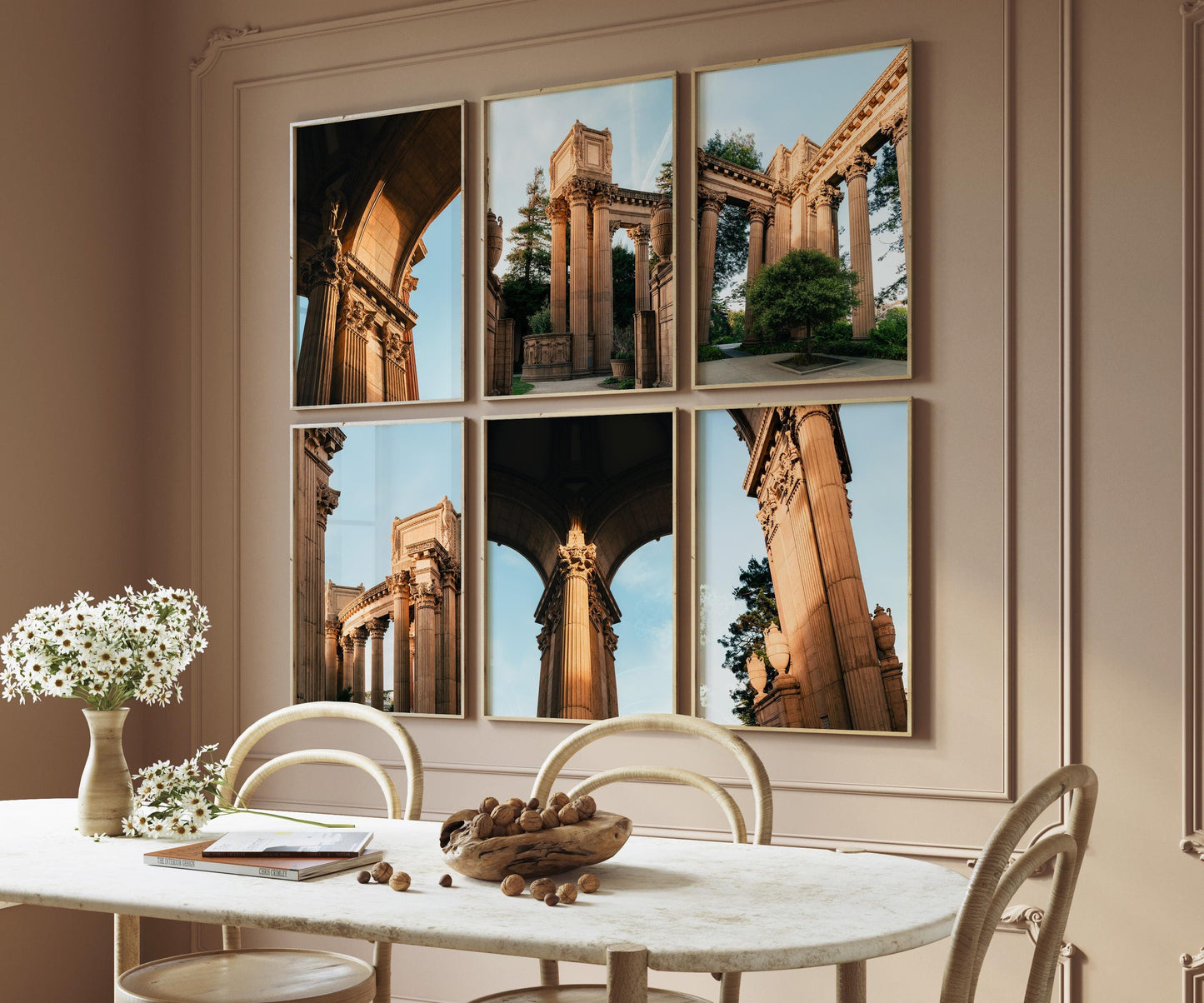 Set of 6 Palace of Fine Arts San Francisco Architecture Photography Prints, Neoclassical Roman-Inspired Wall Art, Corinthian Columns