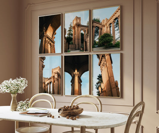 Set of 6 Palace of Fine Arts San Francisco Architecture Photography Prints, Neoclassical Roman-Inspired Wall Art, Corinthian Columns