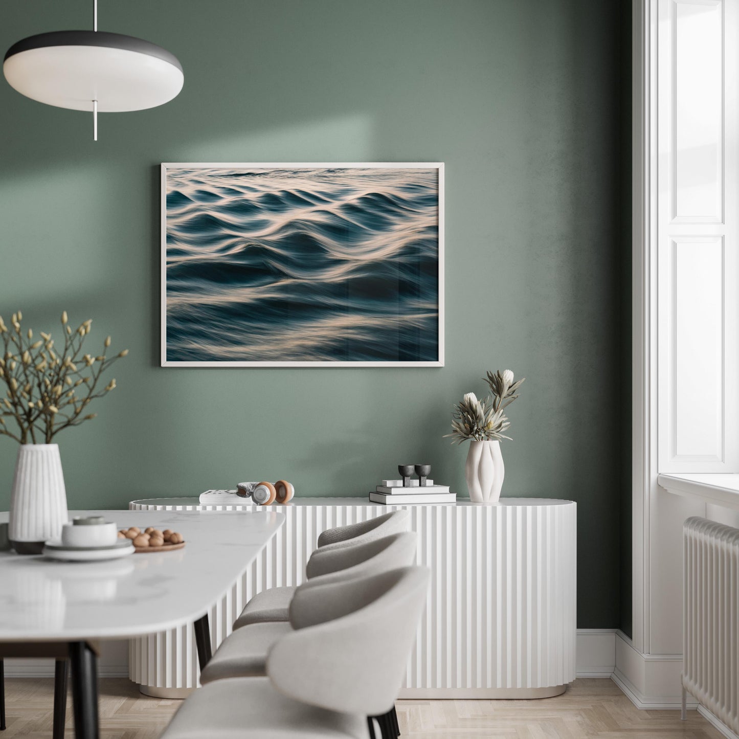 Abstract Teal Water Ripple Close-Up, Ocean Fine Art Photography for Luxury Coastal Wall Decor, Large Framed Slow Motion Wave Print