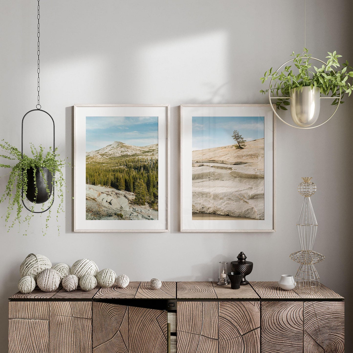 Bright and Airy Yosemite National Park Photography Wall Art, Set of 2 Minimalist Landscape Gallery, Soft California Nature Photo Prints