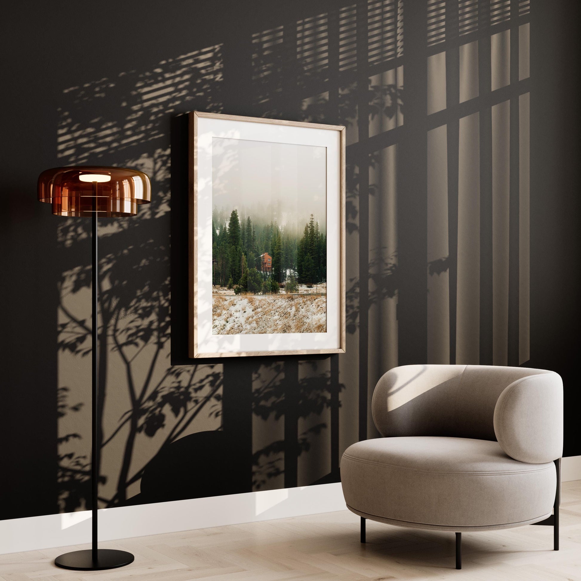 Misty Mountain Snow Winter Fine Art Photography Print, Evergreen Landscape Photo Wall Art, Calming California Nature Forest Fog