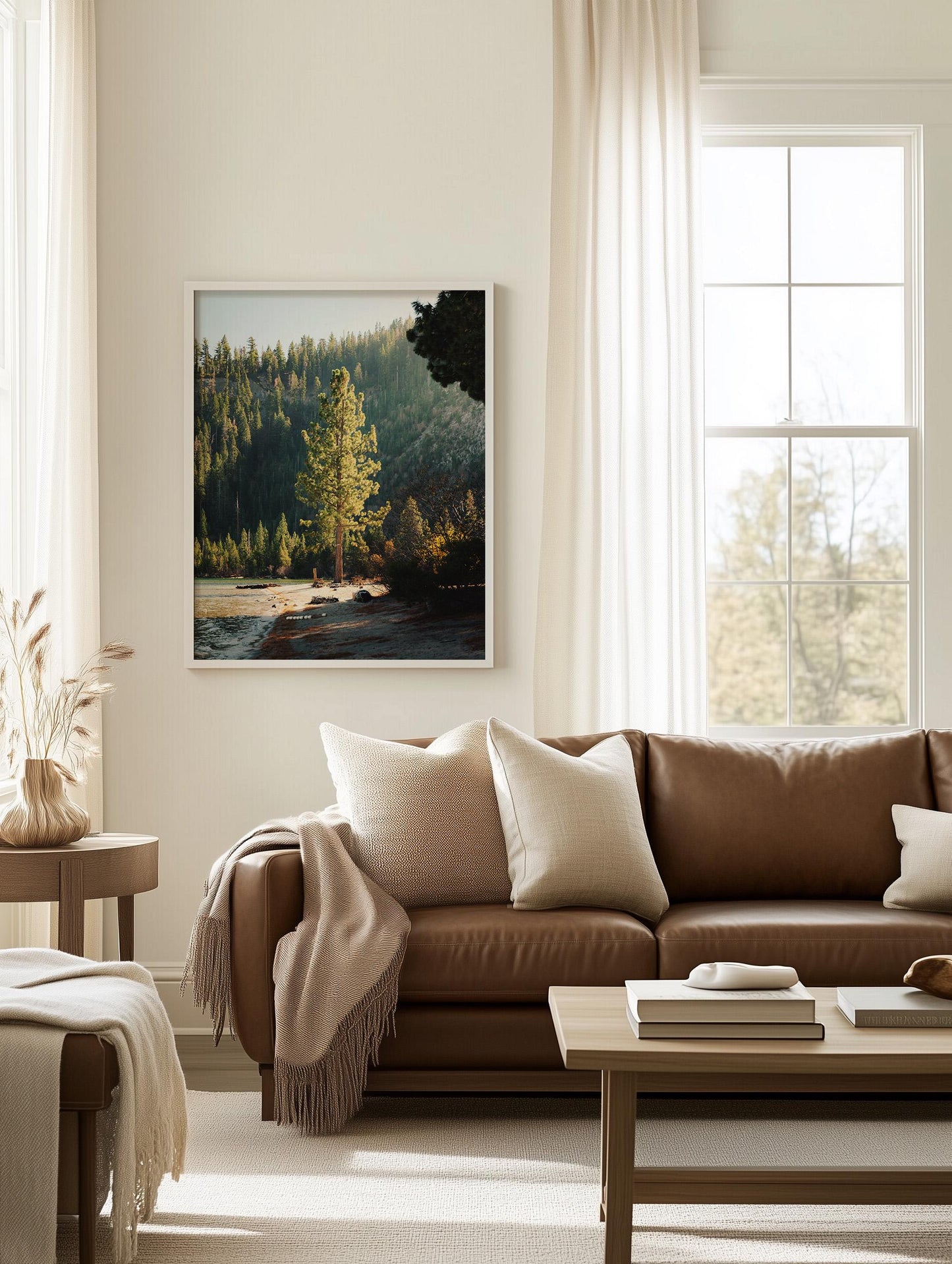 Lake Tahoe Minimalist Tree Fine Art Photography Print, Framed and Unframed Large Solitude Nature Photo, Evergreen Pine Wall Art Picture