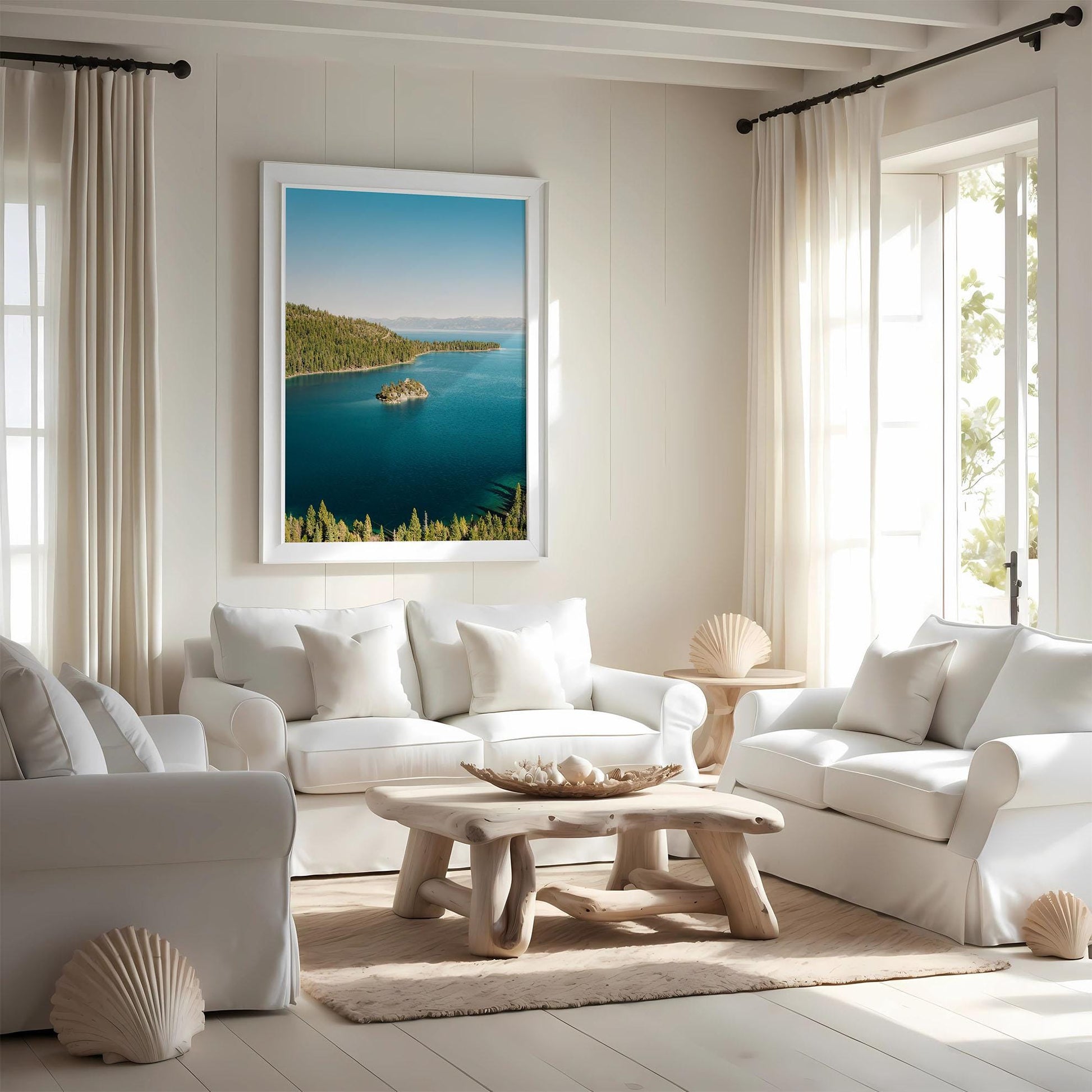 Emerald Bay Lake Tahoe Fine Art Photography Print, Teal Blue Fannette Island Photo Wall Art, California Scenic Mountain Lake