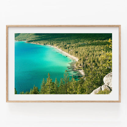 Lake Tahoe Photography Wall Art, Turquoise Blue Water, Scenic Mountain Lake, California Nature Landscape, Framed and Unframed