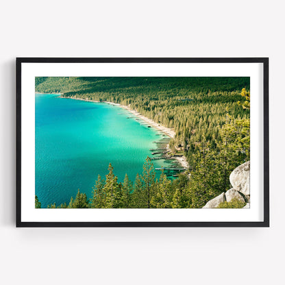 Lake Tahoe Photography Wall Art, Turquoise Blue Water, Scenic Mountain Lake, California Nature Landscape, Framed and Unframed