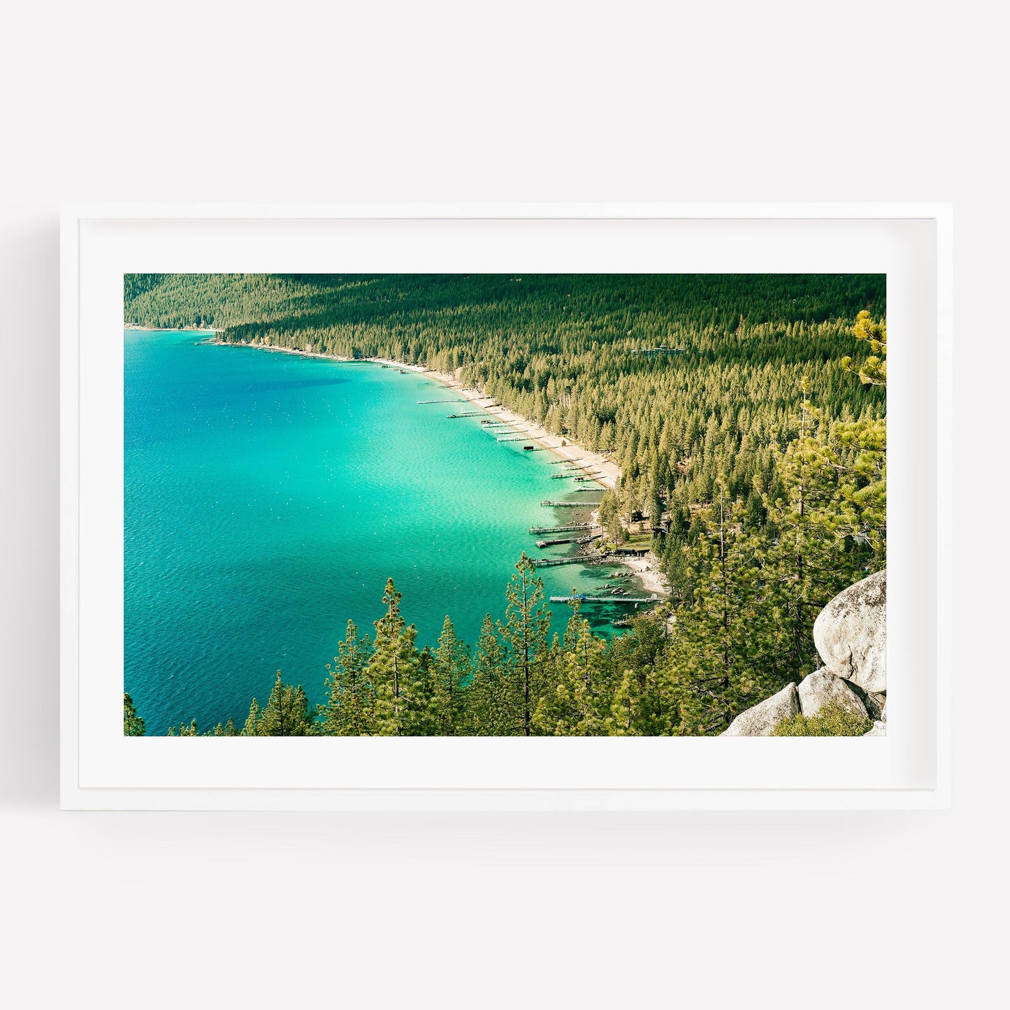 Lake Tahoe Photography Wall Art, Turquoise Blue Water, Scenic Mountain Lake, California Nature Landscape, Framed and Unframed