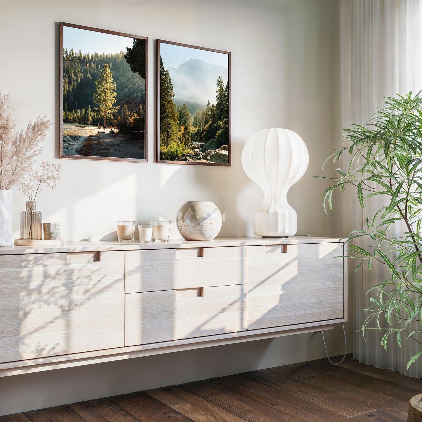 Set of 2 California Nature Fine Art Photography Prints, Lake Tahoe and Yosemite Tree Photo Wall Art, Framed and Unframed